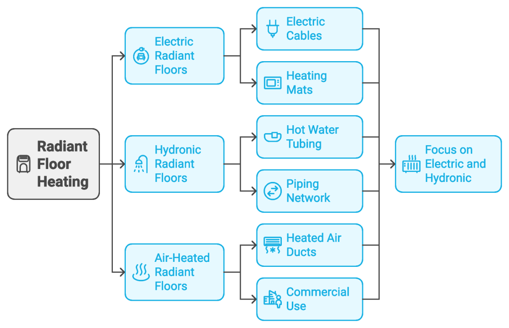 Types of in-floor heating
